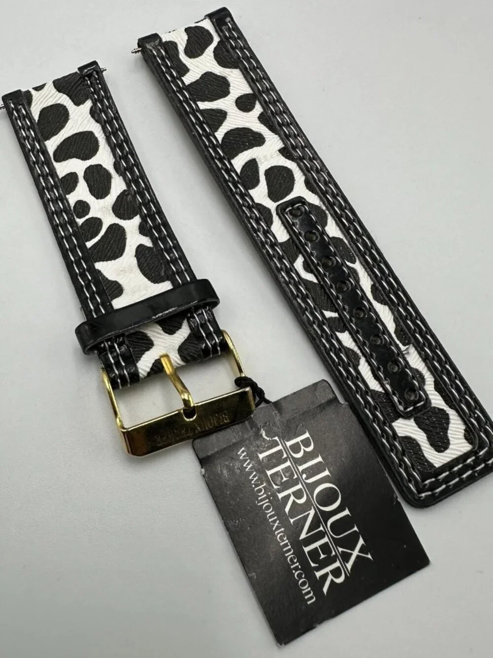 Bijoux Tierner Womens Watch Replacement Band 24MM Animal Print Black White